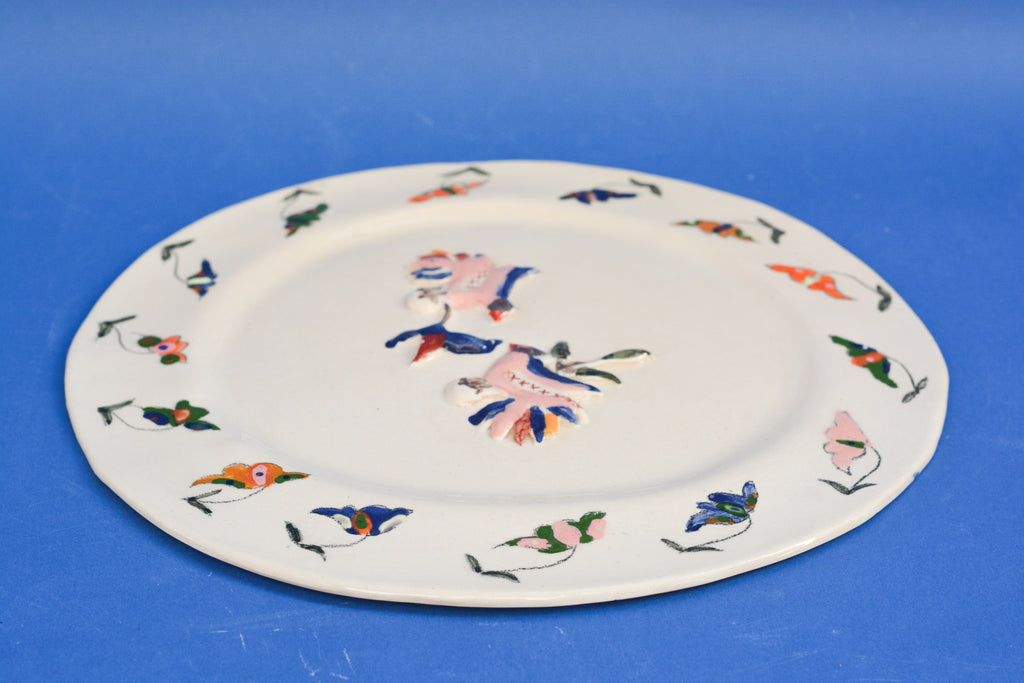 Handmade Ceramic Plate — Birds & Flowers