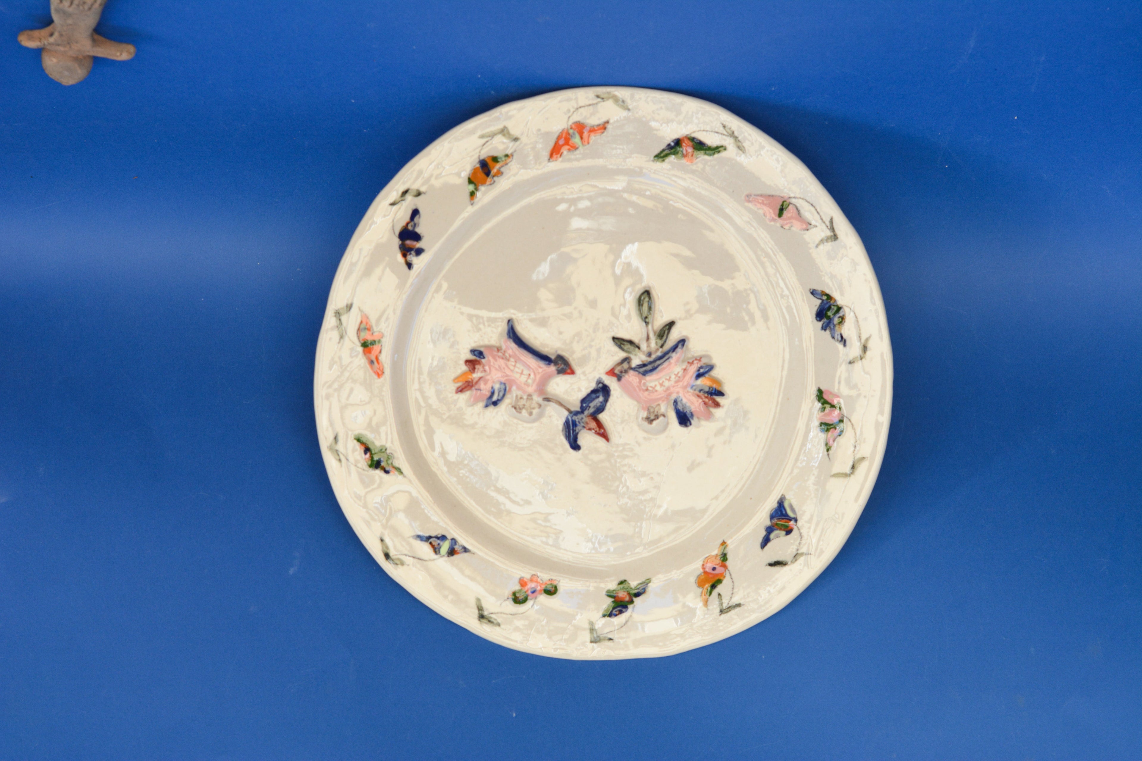 Handmade Ceramic Plate — Birds & Flowers