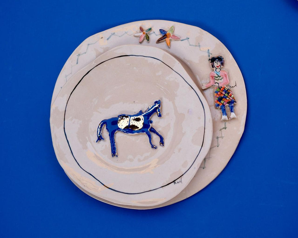 Handmade Hand-Painted Ceramic Plate – 25cm